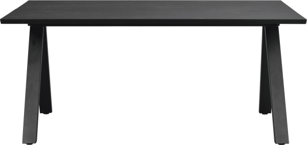 Spisebord Rowico Carradale sort i massivt egetræ & V-formet metalstel, 170Ã100Ã75 cm, udvidbart